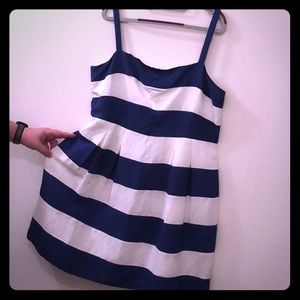 LOFT Dress blue and white